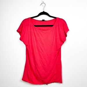 Armani Exchange Hot Pink Short Sleeve Tee with Silver Threaded Stripes